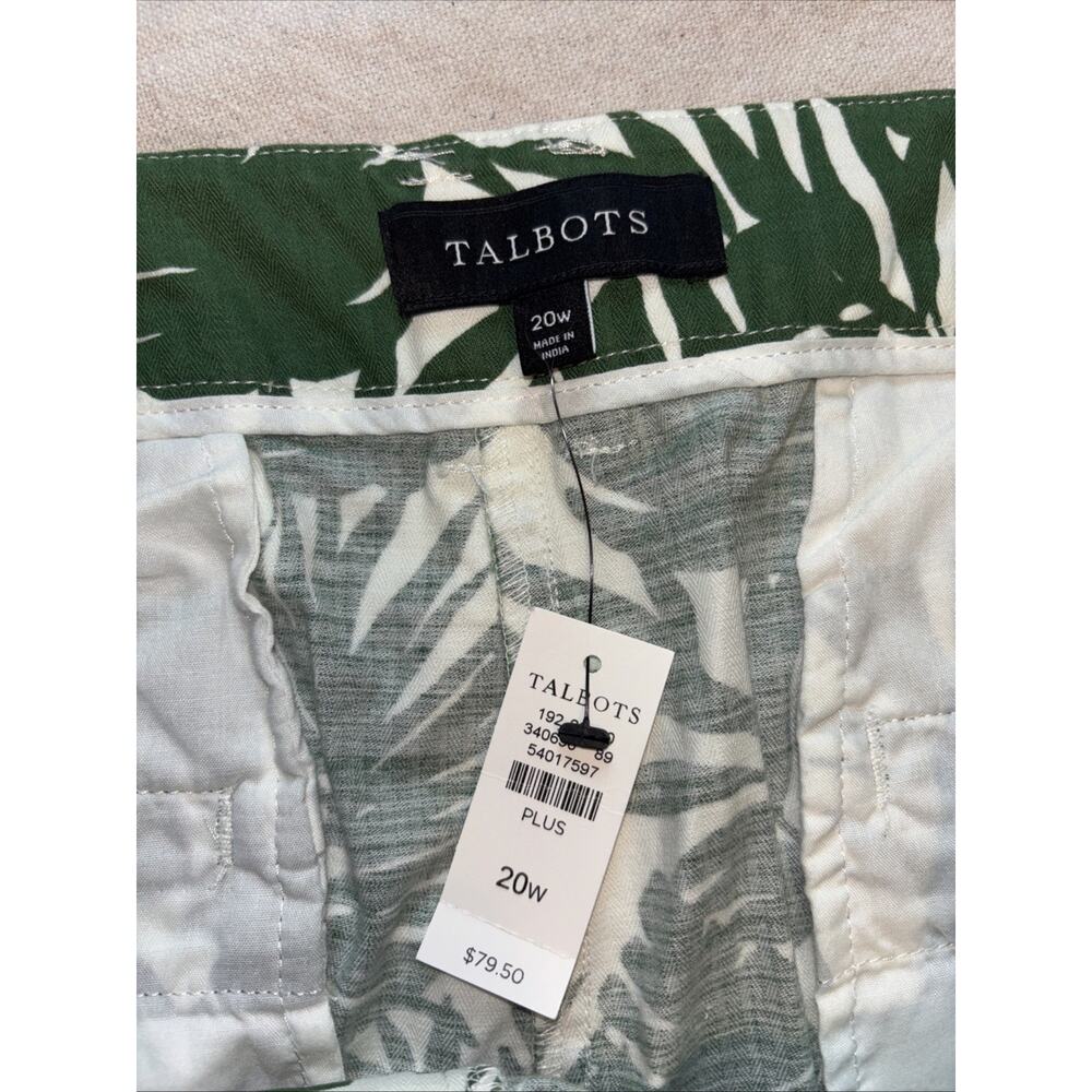 Talbots Women’s Green Palm Leaf Tropical Tie Short Sz 20 NWT - Picture 3 of 6